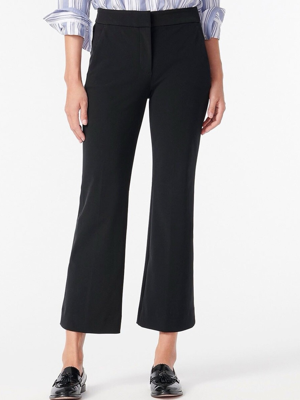 J. Crew Black Hayden kickout crop pant in bi-stretch cotton - Picture 2 of 7
